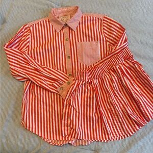 Buru Orange/White Striped short Set